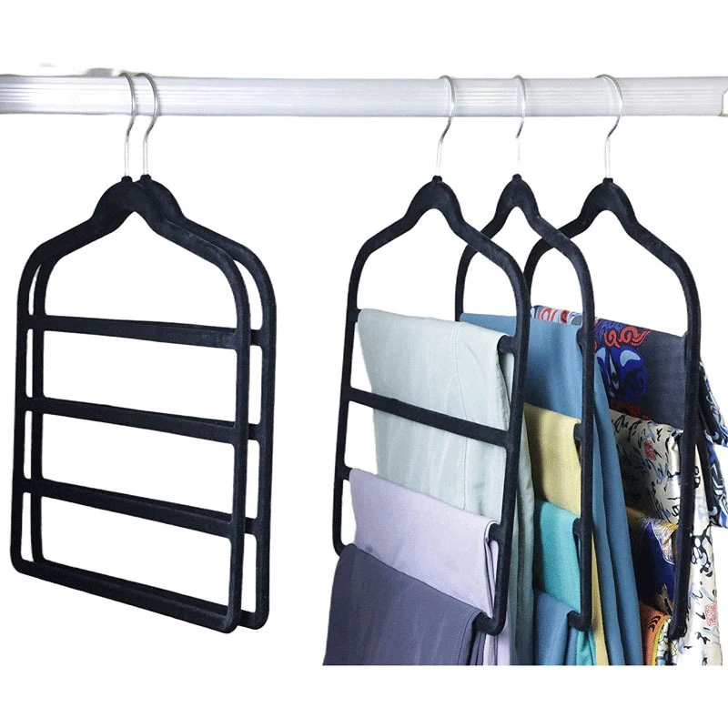 

4 Layers Pants Rack Closet Space Saving Non-slip Pants Hager Multi-functional Trouser Ties Scarves Space Saver Storage