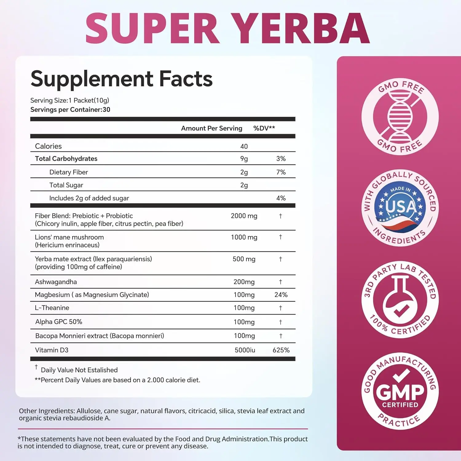 Super Yerba Mate Instant Powder - Raspberry Lemonade Flavor | 30 Servings Clean Energy & Focus Boost | Gut Support, Antioxidants - Image 6