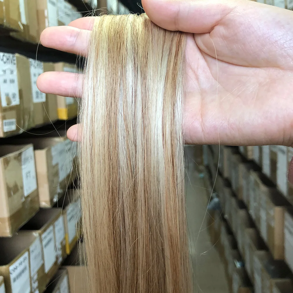 8D Micro Bead Human Hair Extensions 100% Human Hair Highlights Brown Invisible Silicone Nano Ring Bead Extensions