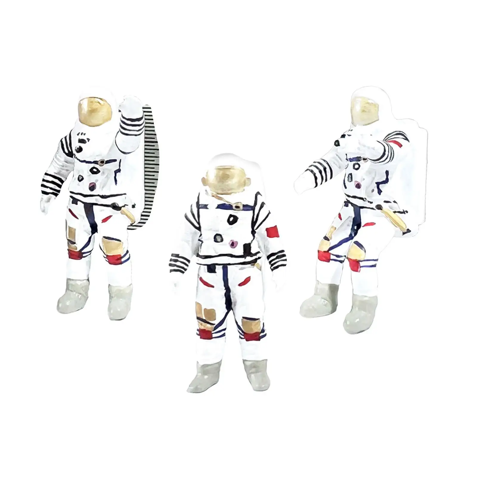 3 Pieces 1/64 Astronaut Figurines Crafts Mini Astronaut Toys for Diorama Dollhouse Photography Props Micro Landscapes Decoration