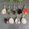 Natural Gemstone Charm Pendant, Obsidian Sunstone Amazonite Amethyst Healing Crystal Charm for Necklace, DIY Jewelry Findings 2
