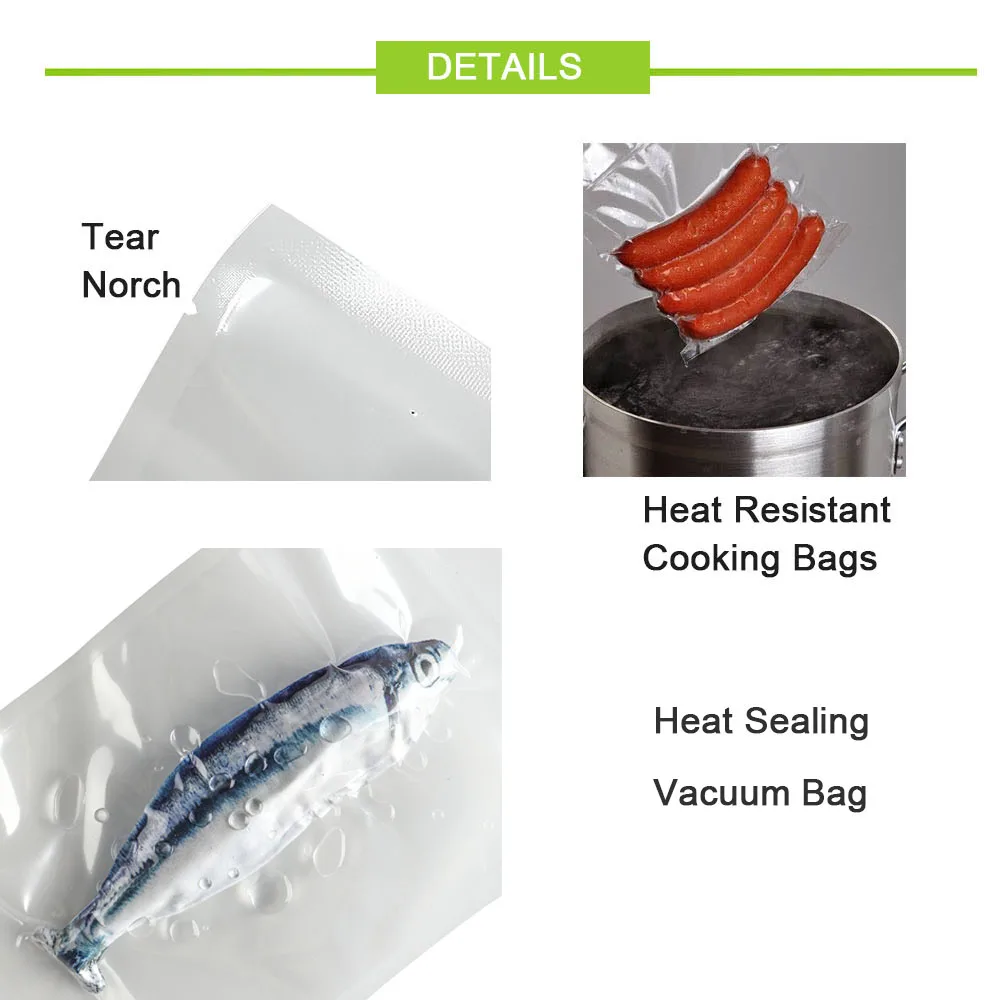 Retort Bag Plastic Bags Vacuum Heat Sealable Open Top Glossy Clear Transparent Flat Bottom Food Storage Pouches With Tear Notch 5