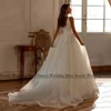 New Arrival Bride Gown Customized Square Neck Sleeveless Sequin Applique Sweep Train Soft Tulle A Line Corset Wedding Dress 2