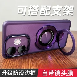 Luxury Silicone Phone Case with Lens Film Bracket - Shockproof TPU Back Cover and Bumper Protection for OPPO A5x 5G (PURPLE)