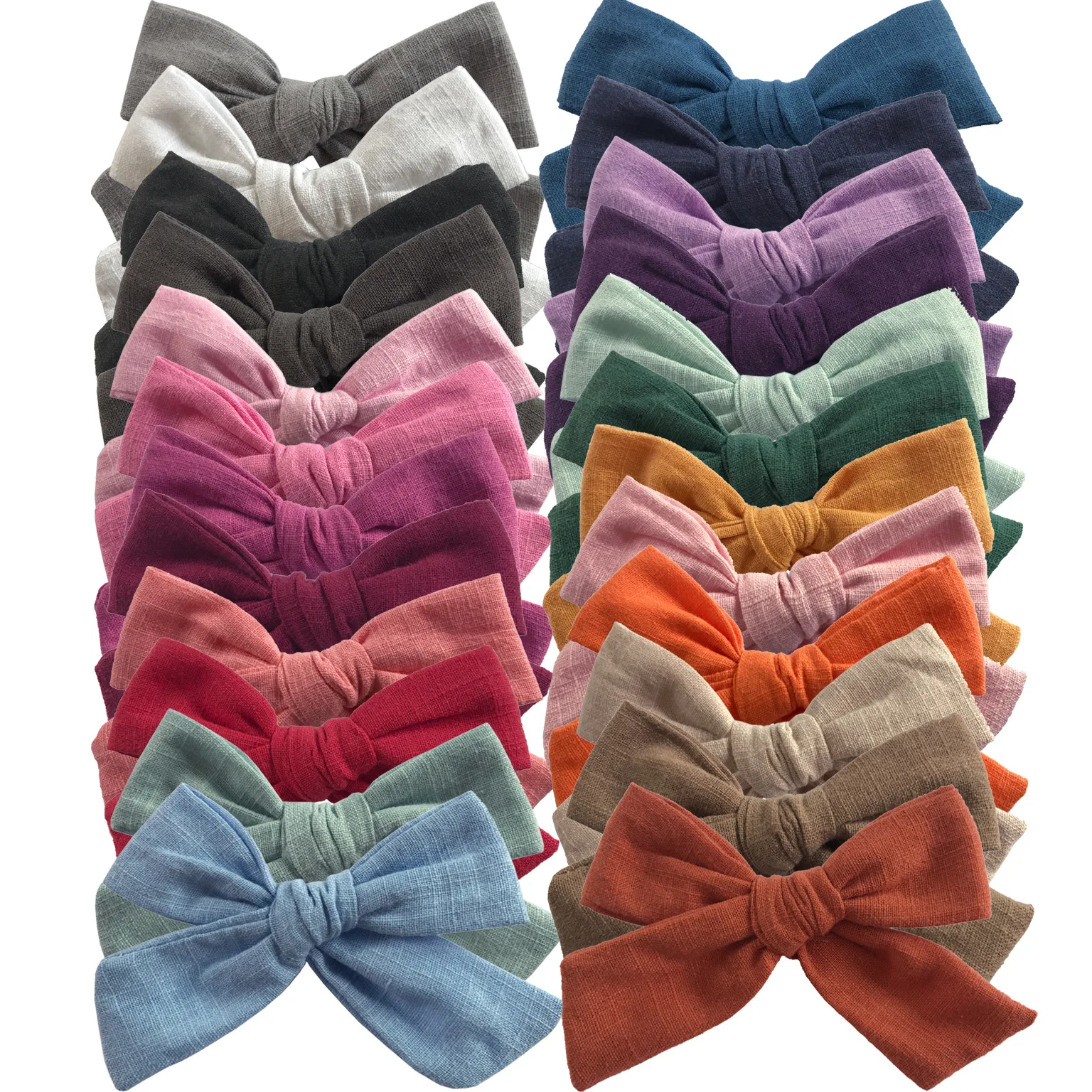 

Top Selling 48Pcs/Lot 4.0" Cotton Hair Bow With Clips Baby Girl Hair Clips Solid Color Kids Hair Accessories Newborn Hairgrips