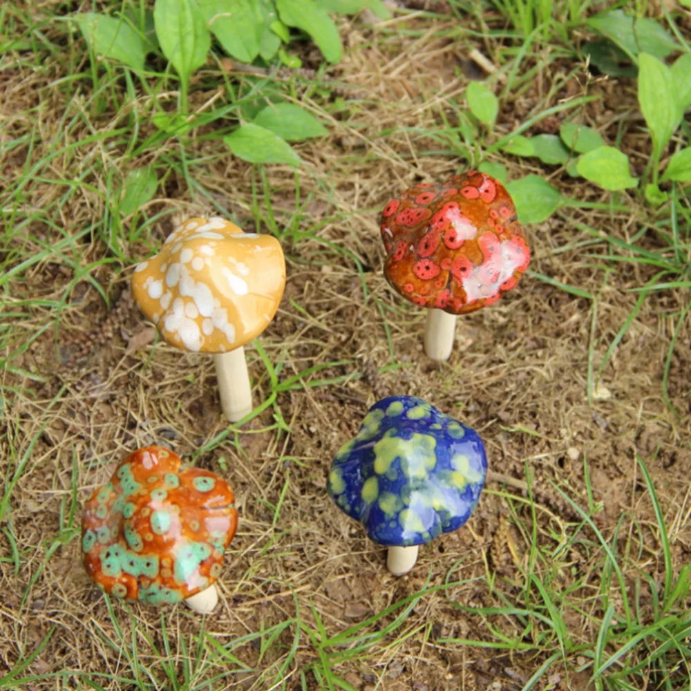 200Pcs Ceramic Toadstools Simulation Mushroom Model Bonsai Ornament DIY Home Garden Lawn Decor