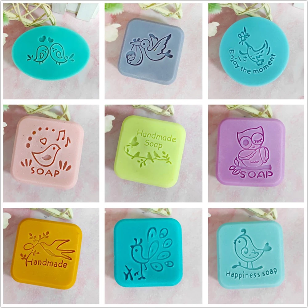Vogel Muster Serie Handgemachte Seife Stempel Tier Transparent Natürliche Acryl Seife Dichtung DIY Handwerk Seife Machen Werkzeuge Mit Griff – Detail 6