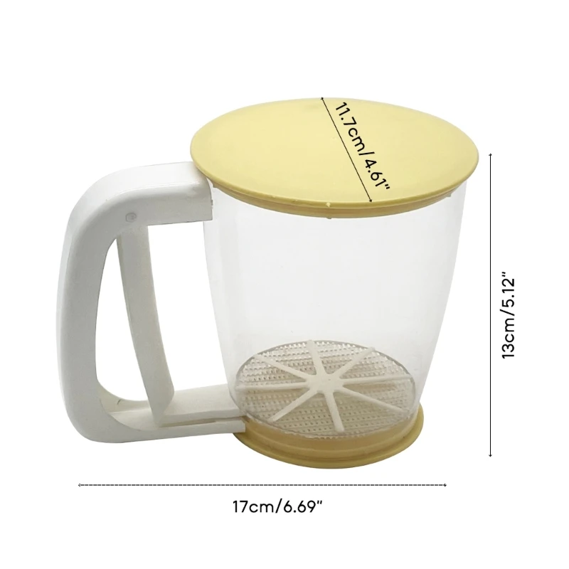 Flour Sieve Filter Plastic Powder Cup Sugar Sieve Shaker Mechanical Mesh Shape Flour Kitchen Baking Tool Colanders
