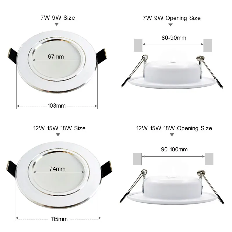 Led Downlight 3W 5W 7W 9W 12W 15W 18W AC 220V 230V 110V Ceiling Bathroom Lamps Living Room Light Home Indoor Lighting led downlight