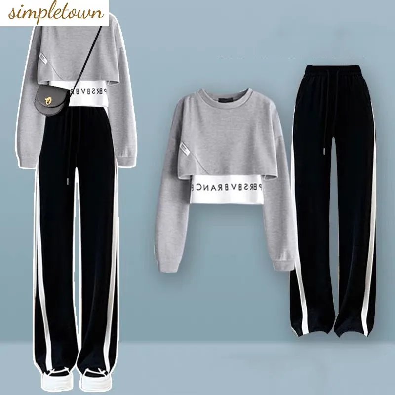 2023 New Sweet Style Wear Early Autumn Women's Set Temperament Age Reducing Top Fake Two Piece Set Women's Trend