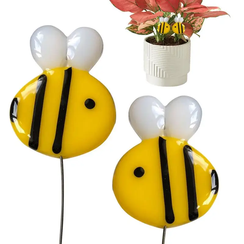 

Bee Garden Stakes Spring Flower Pot Stake Garden Stakes 2pcs Acrylic Little Bee Bonsai Decor For Pathway Outdoor Lawn Plant Pot