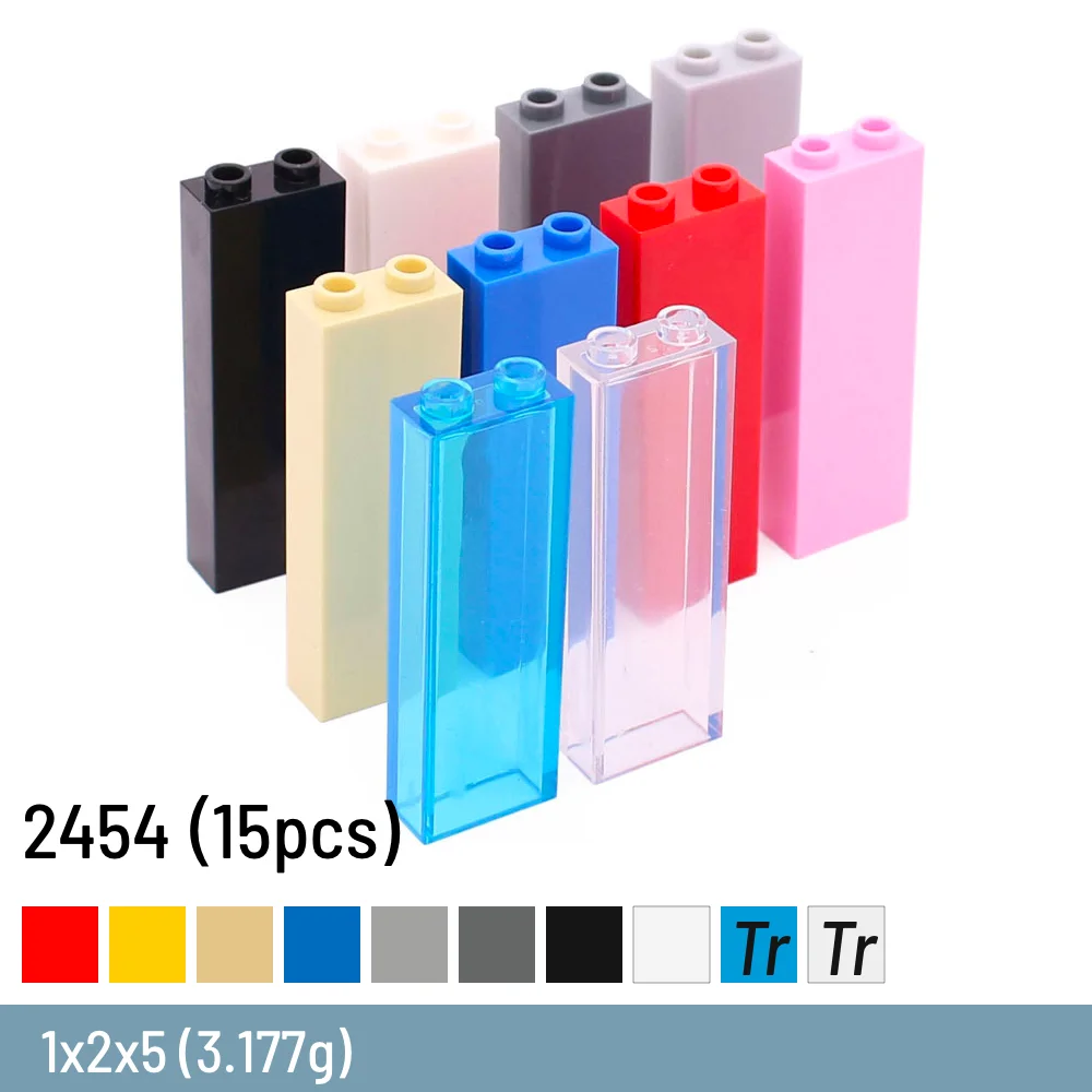 

15 Pcs / Lot DIY Building Blocks Size Compatible With 2454 Brick Plastic Thick Figures Bricks 1x2x5 Dots Toys for Children