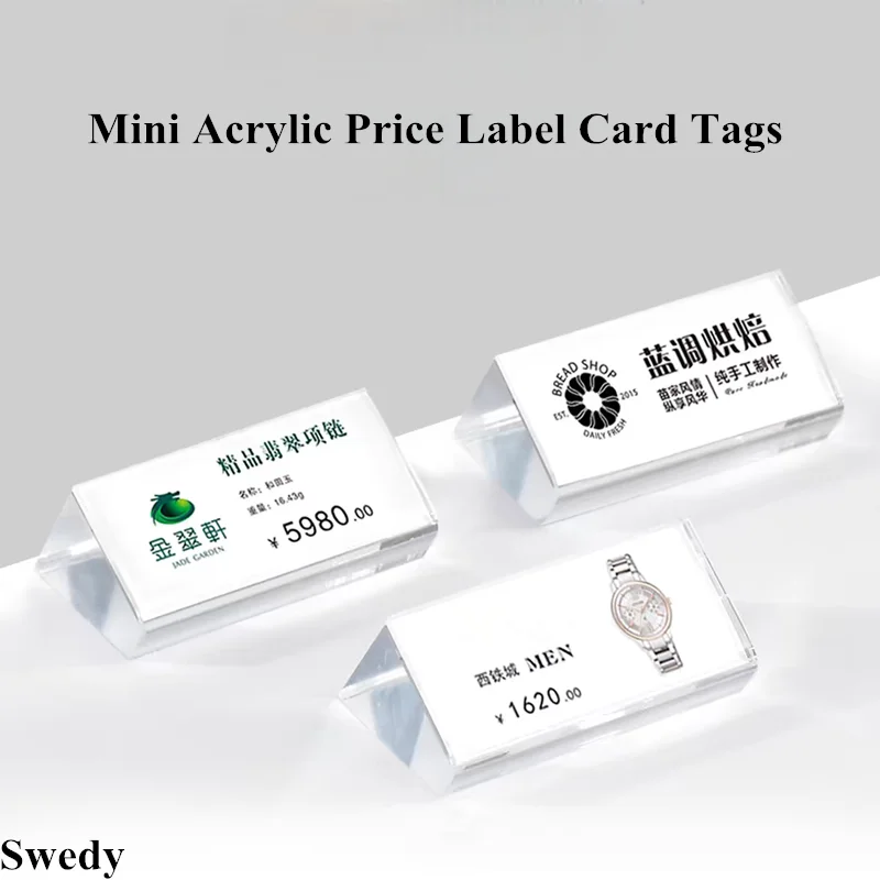 

50x25mm Mini Acrylic Sign Holder Display Stand Table Number Name Place Card Holder Small Price Label Paper Tags