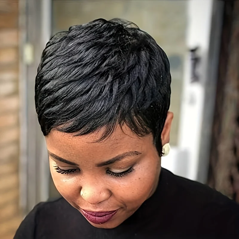 Pixie Cut Wig Short Straight Human Hair Wigs For Women Full Machine Made Wig human hair wigs