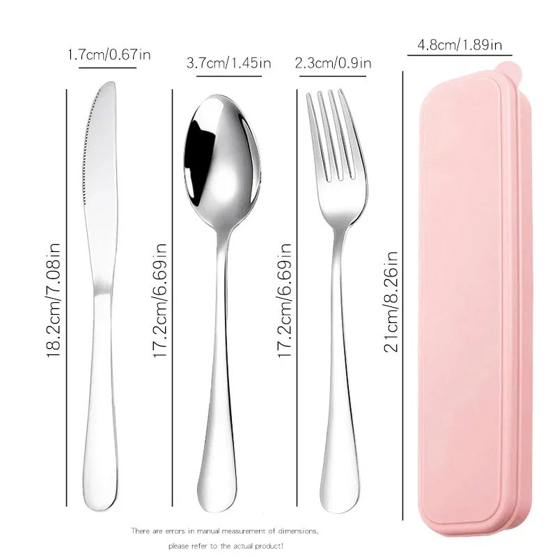 Tableware Set Stainless Steel Flatware Fork Spoon Knife Kids Picnic Camping Travel Portable Cutlery Set Box Case