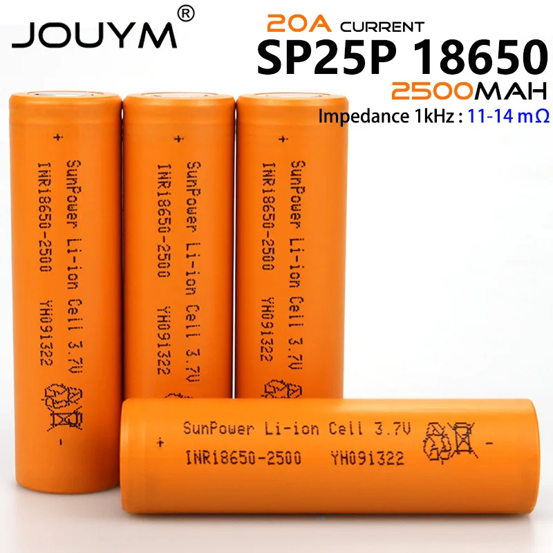 JOUYM 12mΩ 3.7V 18650 2500mAh Rechargeable battery discharge 30A Power ...