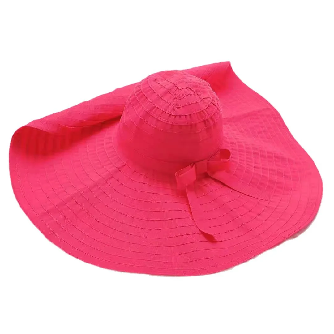 Summer Fashion Foldable Sun Hat Face Protection Fisherman Hat Bow Large Brim Outdoor