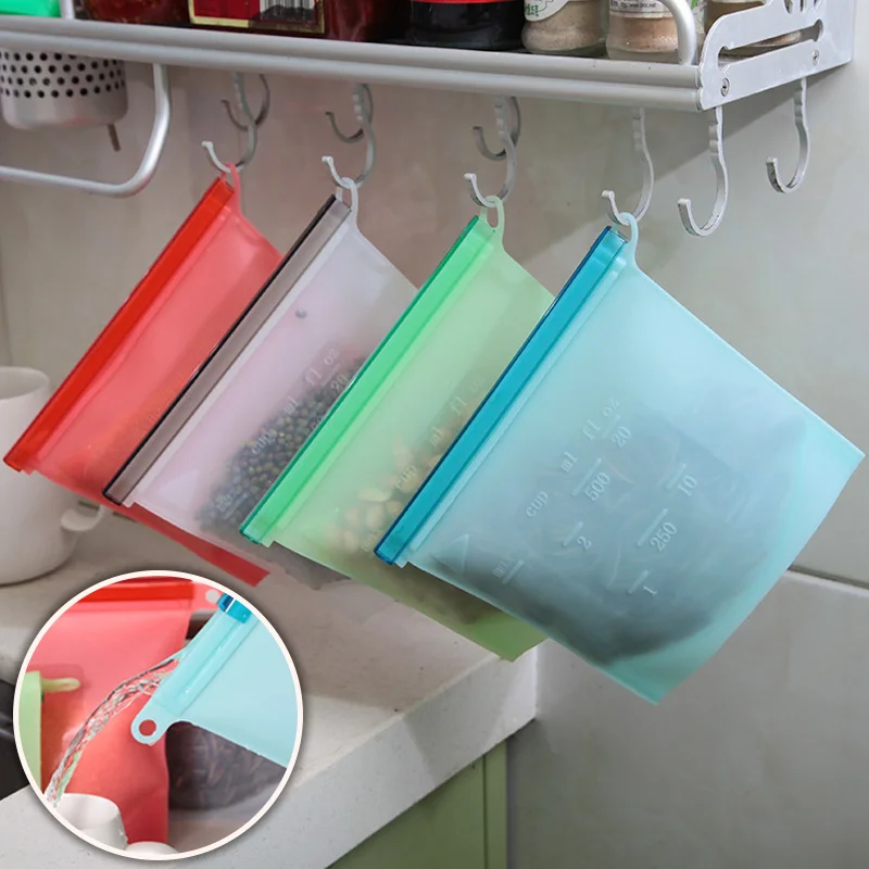 Reusable Silicone Food Storage Zip-lock Bags - Multi-use Lunch, Snack, and Freezer Seal Bags (4 Colors)