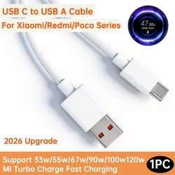 Xiaomi Hyper Turbo Fast Charging USB Type - C Cable - 6A 120W, 2M - 1m (1p USB C to A Cable)