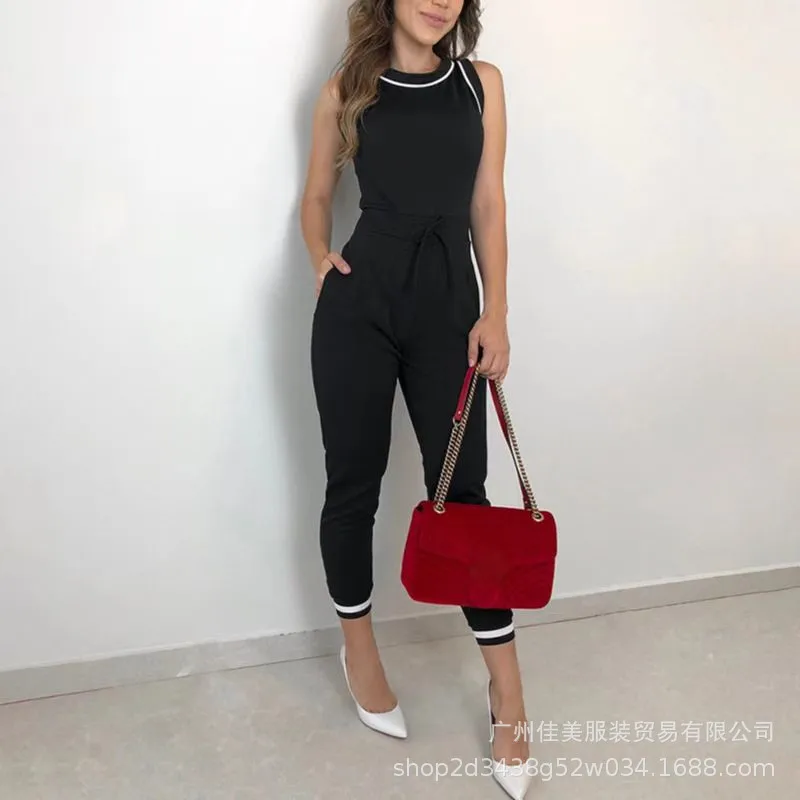 

Office Lady Black Jumpsuit Women Rompers Sleeveless Summer One Piece Overall Combinaison Femme Monos Mujer Elegante Bodysuits
