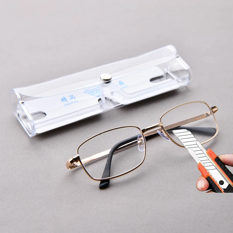 Anti-Scratch Lesebrille Retro Quadrat Presbyopie Brillen Mit Glas Linsen Metall Hyperopie Brillen männer gläser + 3,5 + 4