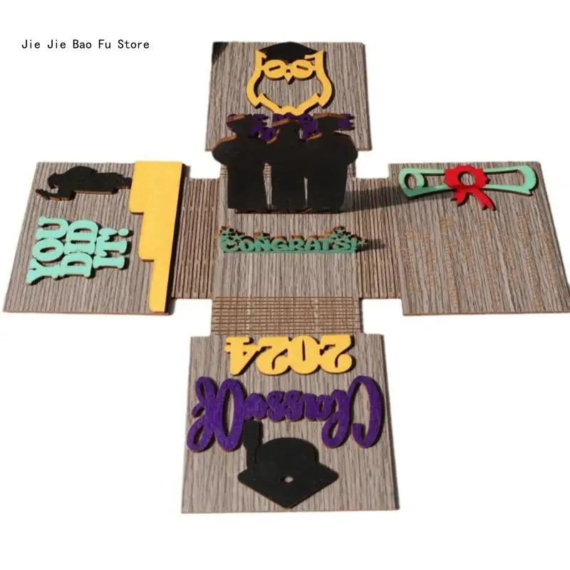 

E8BD Креативная взрывная коробка-сюрприз для выпускного, персонализированный подарок для выпускного, индивидуальная деревянная