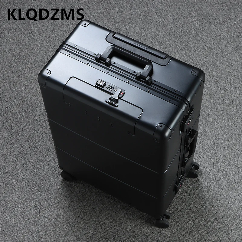 KLQDZMS-고품질 알루미늄 마그네슘 합금 비즈니스 트롤리 여행 가방 탑승 암호 케이스, 202428 인치, 수하물