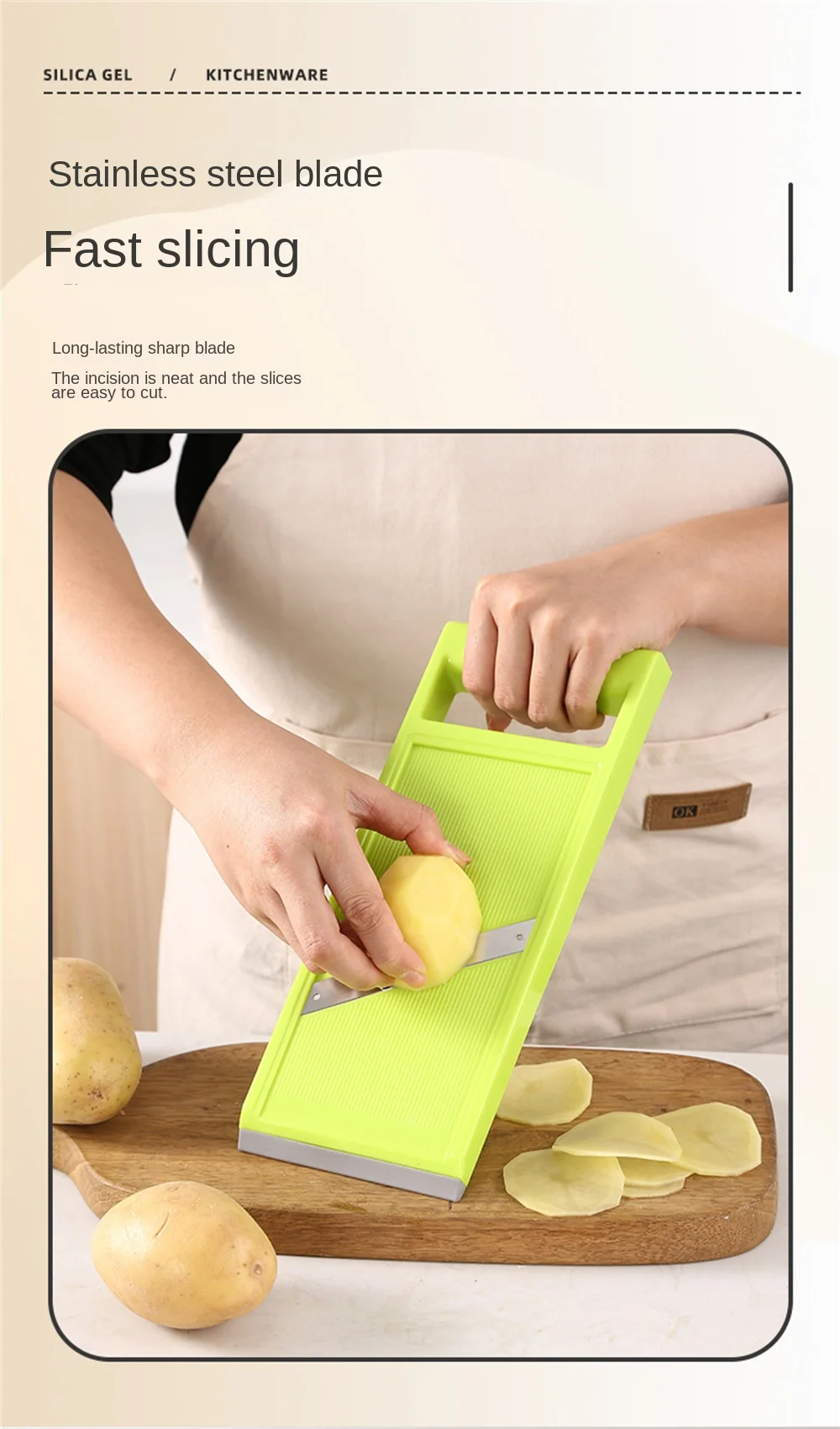 Description Picture 3 of item1/3PCS Multifunctionele Vegetable Cutter With Steel Blade Mandoline Slicer Potato Peeler Carrot Cheese Grater Kitchen