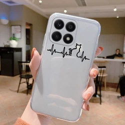 Sun and Moon Face Clear Silicone Phone Cover with Printed Design and Protective Bumper - Honor X6c (Ktm - aixin83)