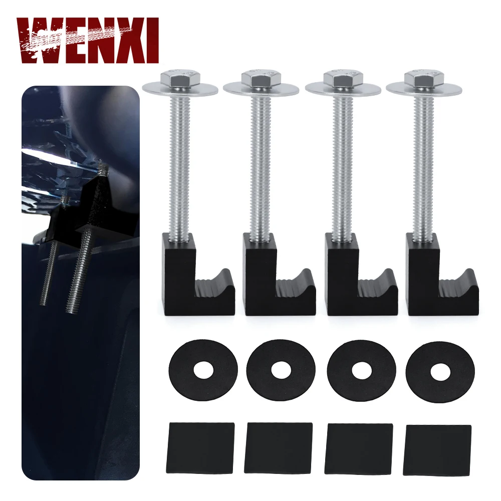 4Pcs Aluminum Crossover Toolbox J Hook Kit With Screws Washers J-Clip  Mounting Clamps Tool Box Tie Down Bolt Tensioner Universal