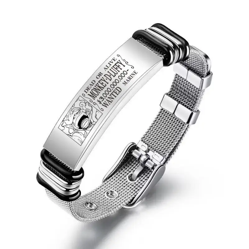 

One Piece Watch Chain Style Bracelet New Bracelet Stainless Steel Strap Bracelet Circular No Fading Bracelet Roronoa Zoro Luffy