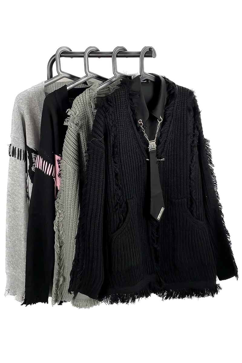 Autumn And Winter Women's Tassel Cardigan Sweater Male And Female Trendy Brand Loose V-neck Casual Couple Sweater Coat Knitwear