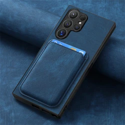 Luxury Leather Detachable Magnetic Wallet Case with Card Slot - Shockproof Cover - Samsung S25 (D12 - Blue)
