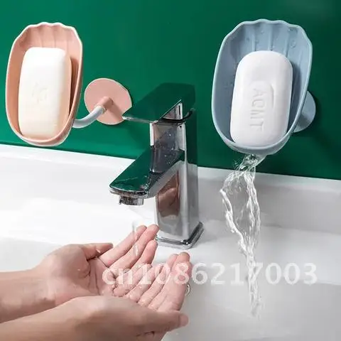 

Soap box Wall-mounted dual purpose free punching pasting Bathroom Shower sponge Storage Plate Tray Soap Holder Bathroom Supplies