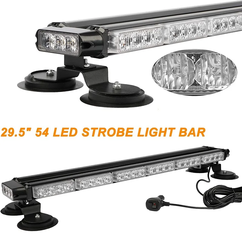 29.5'' LED Strobe Light Bar Traffic Signal Emergency Warning Flashing Light Amber Car Roof Top Strobe Lights Police Flash Lamp images - 6