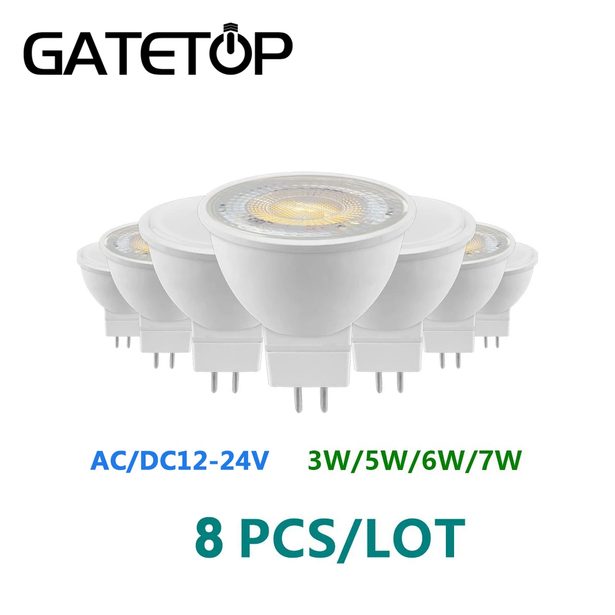 8PCS AC/DC12V-24V Spot Foco MR16 3W-7W Warm White Day Light LED Light Lamp For Home Decoration Replace 50W Halogen Spotlight 4w waterproof solar panel built in 18650 battery outdoor 2m cable charged usb tpye c 5v dc12v powered for home security camera