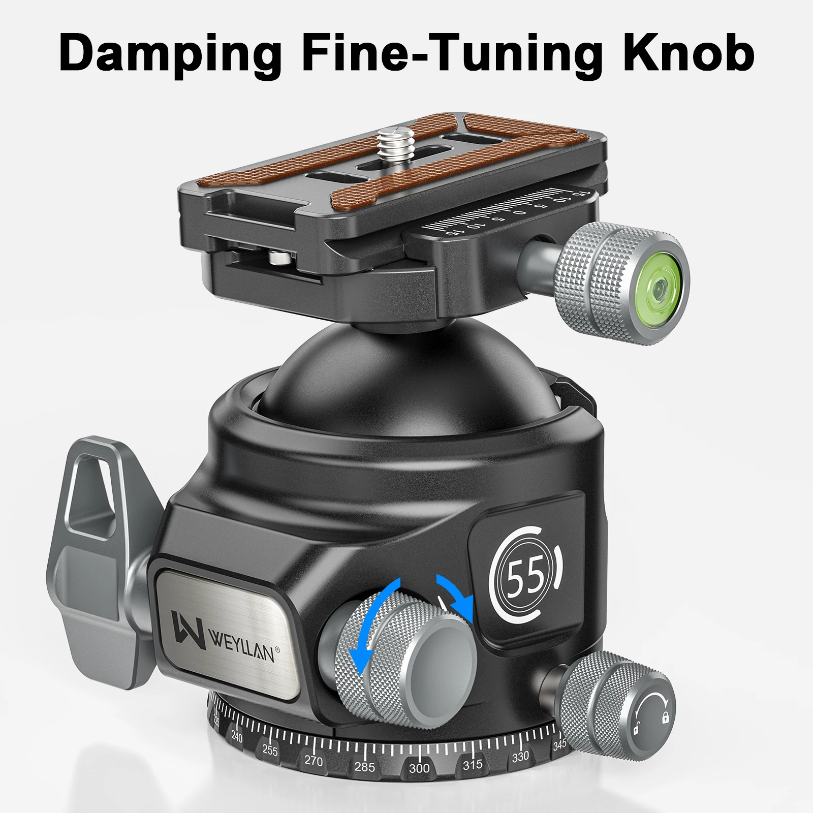 KH55 55mm Low Profile Ball Head Closed-Body Heavy Duty Tripod Head With Mlok Arc