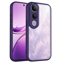 Enhanced Air Cushion Silicone Bumper Clear Matte Back Phone Case Cover for Vivo V50 Lite (TMMS Purple)