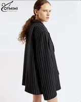 Oymimi Elegant Black Print Two Pice Outfits For Women Fashion Long Sleeve Single Button Blazers And High Waist Shorts Female Set - Image 2