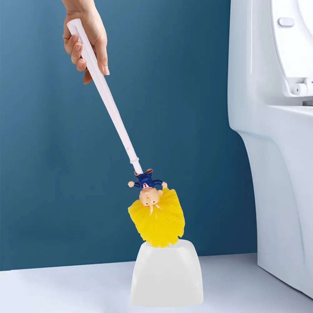 Donald Trump Toilet Brush WC Cleaning Brushes Yellow Trump Head Lavatory Brush Set Household Cleaning Tools Bathroom Accessories