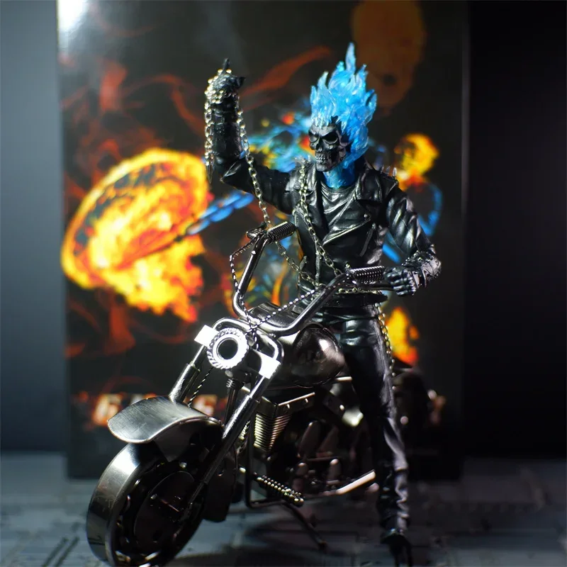 Marvel Soldier Skull Ghost Rider Johnny Blaze Modello Di Testa Intercambiabile Pvc Action Figure Decorazione Modello Da Collezione Giocattolo Regalo