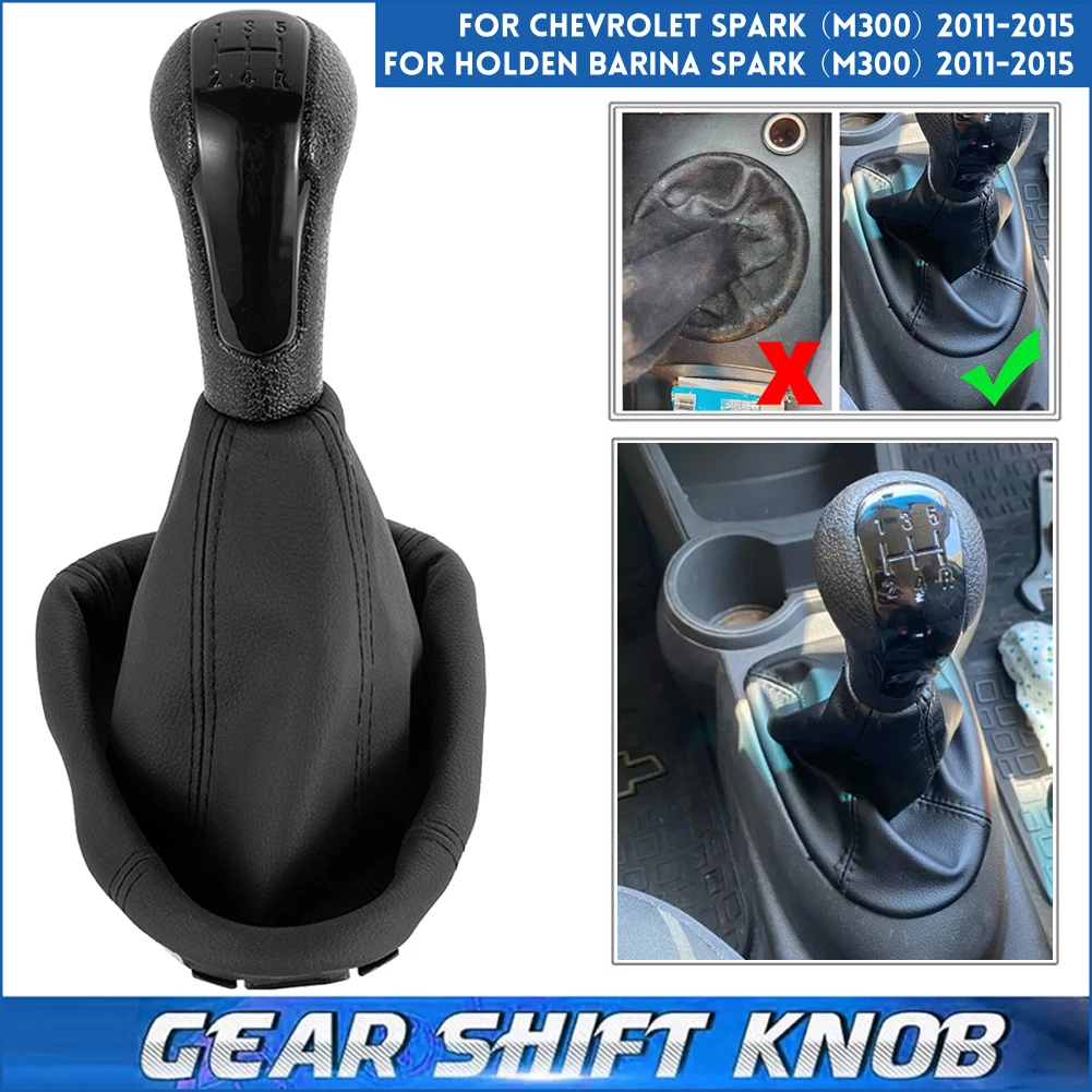 

For Chevrolet Spark Holden Barina Spark M300 2011-2015 5 Speed Car Gear Shift Knob Shifter Lever Gaiter Boot Cover Accessories