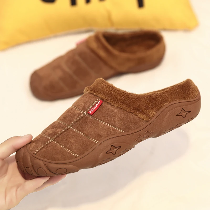 New Men Slippers Winter Bottom Soft Home Shoe Cotton Thick Slippers Indoor Slip-On Slides Comfortable Shoe Slippers Plus Size