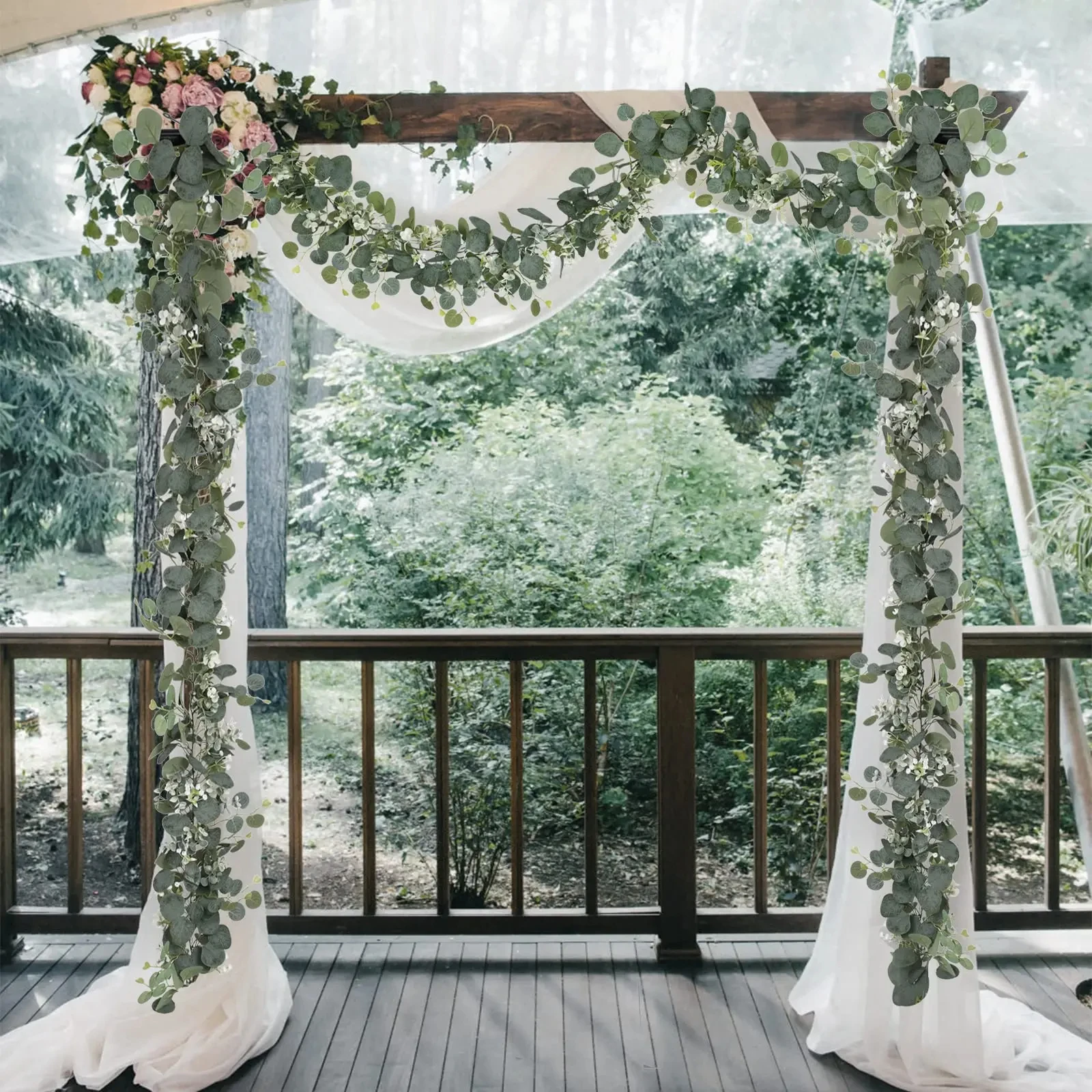 Artificial Eucalyptus White Flower Garland 5