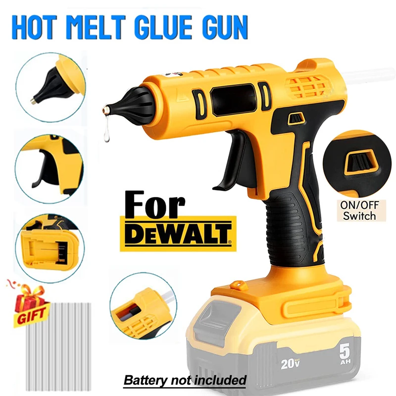 Pistola de pegamento caliente de Mano Eléctrica inalámbrica, herramienta de  bricolaje de reparación, soldadura de fusión en caliente, boquilla  antiquemaduras con 10 palos para Dewalt - AliExpress