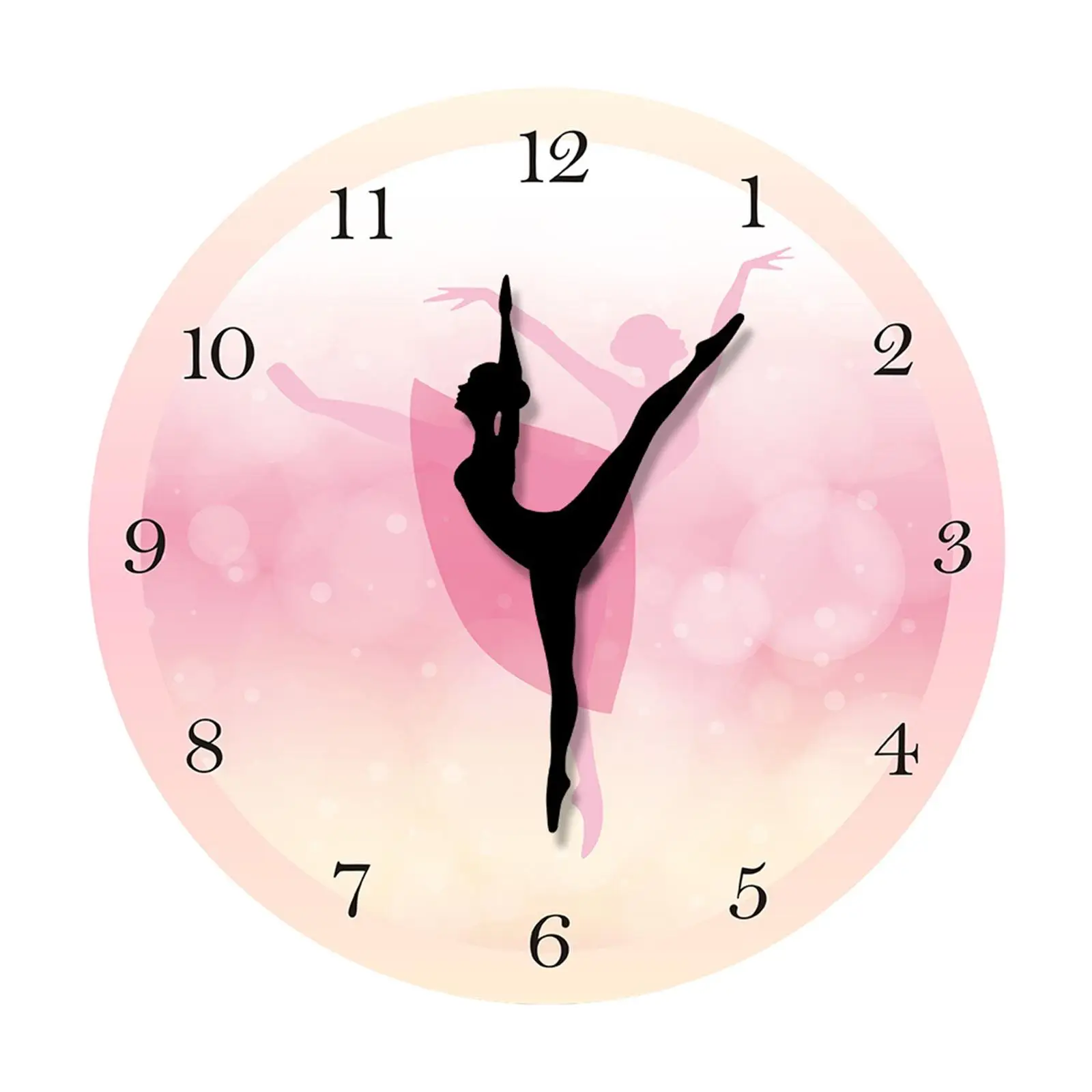 12Inches Dancing Girl Wall Clock Wall Art Silent Non Ticking for Living Room