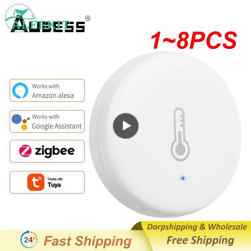 

1~8PCS Tuya Smart Zigbee Temperature And Humidity Sensor Indoor Thermometer Monitor For Home Work With Alexa Home