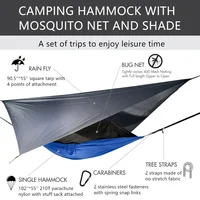 Lightweight Portable Camping Hammock and Tent Awning Rain Fly Tarp Waterproof Mosquito Net Hammock Canopy 210T Nylon Hammocks 4