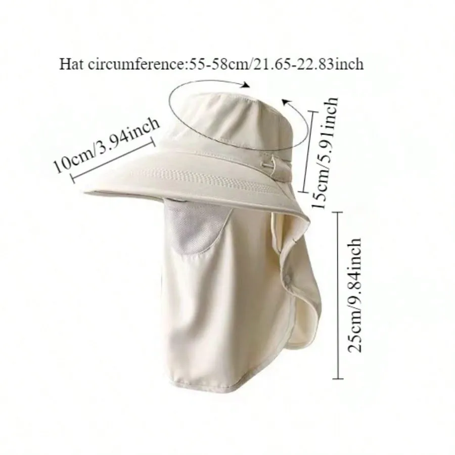 Summer UV Protection Face Mask & Neck Cover Sun Hat Wide Brim Breathable Full Coverage Sunshield For Outdoor Activities_voghion.com