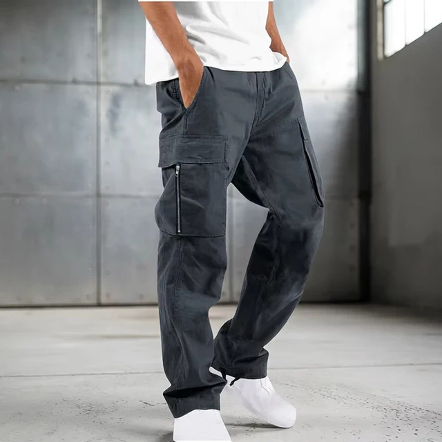 Pantalon cargo tactique pour homme, multi-poches, coupe droite, taille à cordon, pour la randonnée, le travail, le quotidien, la rue, les voyages 1